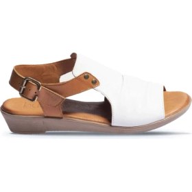 Resim Bueno Shoes Beyaz Deri Kadın Düz Sandalet 