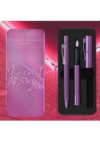 Resim Faber Castell Grip Edition Dolma Kalem-tükenmez Kalem Matal Kutu Hediye Seti Violet Glam Çok Renkli 
