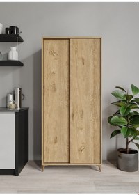 Resim Sürgülü Çok Amaçlı Meşe Mutfak Dolabı, Erzak Dolabı 