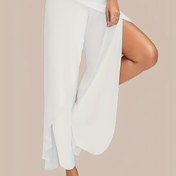 Resim Kadınlar için Yüksek Bel Geniş Paça Pantolon - %95 Polyester, %5 Spandeks, Düz Renk Günlük Kullanım İçin Makinede Yıkanabilir Rahatlık 
