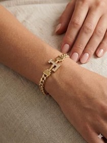 Resim Gold Renk Tasarım Minimalist Şık Kadın Çelik Bileklik | Çelik Malzeme 