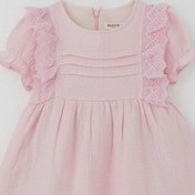 Resim Breeze Kız Bebek Elbise Omuz Kısmı Güpür Detaylı Kolları Lastikli 9 Ay-3 Yaş, Pembe Pembe 