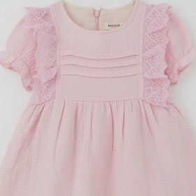 Resim Breeze Kız Bebek Elbise Omuz Kısmı Güpür Detaylı Kolları Lastikli 9 Ay-3 Yaş, Pembe Pembe 