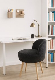 Resim WEBPANYA MOBİLYA X Large ANTRASİT Tedy Kumaş Dekoratif Berjer Puf Makyaj Masası Pufu 