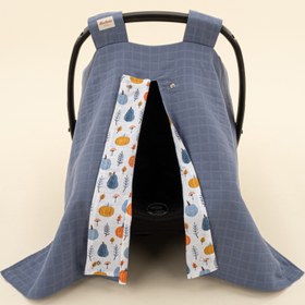 Resim Puset Örtüsü - Çift Taraflı - İndigo Muslin - Mavi Balkabağı 