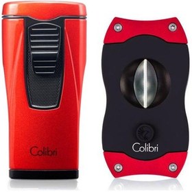 Resim Colibri Monaco Puro Çakmak + V Kesici Seti Metalik Kırmızı N11.1122 