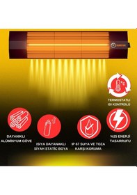 Resim Sunstar Halojen Termostatlı 1800 W Soba - İnfrared Isıtıcı 