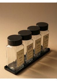 Resim Leelahome 4'lü Set Standlı Kare Baharatlık 140 Ml - Antrasit Antrasit 