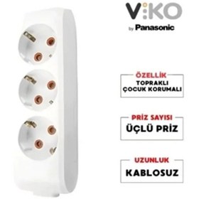 Resim VİKO MULTİLET BEYAZ ÜÇLÜ GRUP PRİZ TOPRAKLI KLEMENSLİ (KABLOSUZ) 