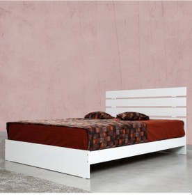 Resim Pasifichome Huga Çift Kişilik Beyaz Ahşap Karyola 180 Cm / Başlıklı Karyola 