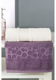 Resim Özdilek Blossom Mürdüm-Krem Happy Bornoz Seti 0829 Krem 