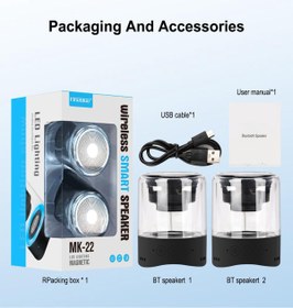 Resim resolut Fineblue MK22 TWS Bluetooth kablosuz hoparlör LED ışık Mega bas taşınabilir su geçirmez 