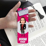 Resim Zarif Kadın Karikatürlü Püsküllü Kitap Ayracı 