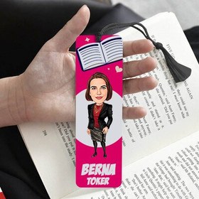 Resim Zarif Kadın Karikatürlü Püsküllü Kitap Ayracı 