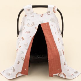 Resim Puset Örtüsü - Çift Taraflı - Koyu Kiremit Muslin - Kahverengi Gökkuşağı 