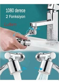 Resim Çok Amaçlı Akrobat Musluk Ucu Başlığı Filtreli 2 Fonksiyonlu Mutfak Banyo 1080 Derece Dönebilen 