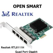 Resim Open Smart OPS01G54RT - Quad / 4 Port Gigabit Pcı-E X1 Ethernet Kart 