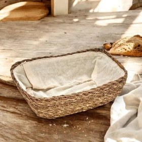 Resim Storemax El Yapımı Hasır Içi Bezli Dikdörtgen Ekmeklik ve Dekoratif Dikdörtgen Hasır Sepet, Hasır Içi Bezli Ekmek Sepeti Dikdörtgen (22CM*16CM*8CM) 