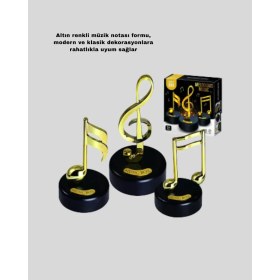 Resim Savarga Dönen Nota Figürlü Müzik Box Işıltılı Dekoratif Tasarım 