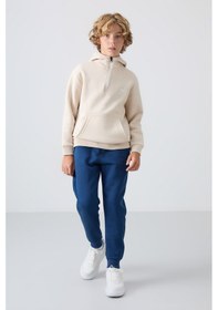 Resim Tommylife Tommy Life Bej Pamuklu Kalın İçi Tüylü Yumuşak Dokulu Standart Fit Nakışlı Erkek Çocuk Sweatshirt - 11244 Bej 