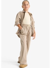 Resim Defacto Kız Çocuk Wide Leg Beli Lastikli Geniş Paça Pantolon F3845a825wnbg731 Bej-bg731 