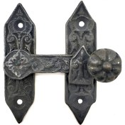 Resim Antika Tarz Dekoratif Pirinç Kapı, Pencere Mandalı - 86X72 Mm, Oksit 