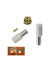 Resim Plastik Başlı Metal Raf Pimi 5 Mm Paslanmaz 50 Li Beyaz 