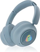 Resim OVLENG Kablosuz Bluetooth kulaklık, kulak üstü kulaklık, katlanabilir, kablosuz, 3,5 mm AUX, entegre mikrofonlu, arka plan aydınlatmalı RGB LED, açık mavi 