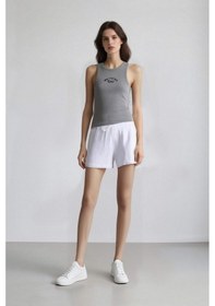 Resim Defacto Relax Fit Yüksek Bel Kısa Paça Beyaz Müslin Şort D0567ax25smwt34 Beyaz 