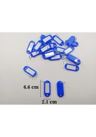 Resim Kimlik Plastik Etiket Anahtarlık 100 Adet Mavi Renk 