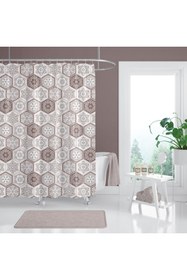 Resim Zethome Banyo Duş Perdesi 2345 120x200 Perde Borusu Askı Aparatı 90x130 Hediyeli 