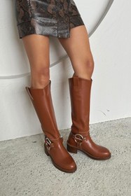 Resim Straswans Legend Kadın Kemer Detay Binici Deri Çizme Taba 