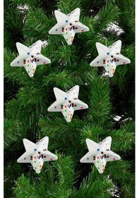 Resim Muratech 6 Adet Yıldız Yılb Ağaç Süsü 6 Cm - Beyaz 