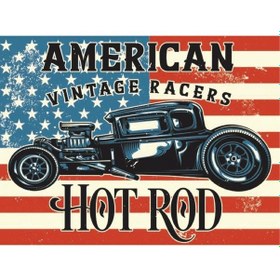 Resim American Hot Rod Retro Ahşap Poster Tablo Vintage Yarış Arabası Duvar Dekoru 