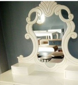 Resim Makyaj Masası Dresuar Model Ahşap Kayın Aslan Ayak 9 Çekmece Aslan Baş Oyma Nakışlı Ayna El Yapım 