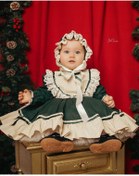 Resim Hly Karol Tasarım Yeşil Latte Vintage Kız Bebek Elbisesi, Özel Dikim Kız Çocuk Elbisesi, Doğum Günü Elbisesi, Fotoğraf 