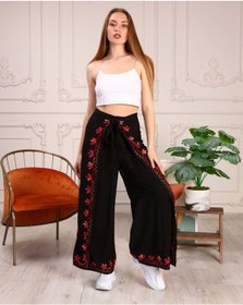 Resim Eren Style Otantik Nakış İşlemeli Harem Şalvar Bulmaca Pantolon 104 Cm Siyah 