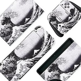 Resim BelugaDesign Wave Switch Skin | Japon Okyanus Dalgalı Vinil Çıkartma | Sevimli Cutecore Kawaii Anime'den Esinlenen Tasarım | Koruyucu Kılıf | Nintendo Switch ile Uyumlu (Switch OLED, Gri) 