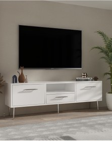 Resim 1330dropct-128 Tv Sehpası Beyaz-gümüş Beyaz-gümüş 