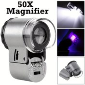 Resim 50X Taşınabilir Katlanır Büyüteçli Elde Tutulan Mini Cep Mikroskobu ile Louver Aydınlatma 
