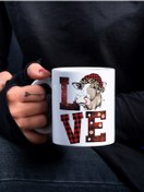 Resim Eylül Design Love Yazılı Inekli Eğlenceli Yazılı Özel Tasarım Baskılı Kupa Bardak Komik Kupa Bardak Kahve Bardağı 