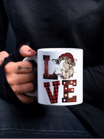 Resim Eylül Design Love Yazılı Inekli Eğlenceli Yazılı Özel Tasarım Baskılı Kupa Bardak Komik Kupa Bardak Kahve Bardağı 