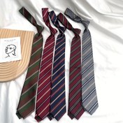 Resim Unisex Retro Temel Çizgili Kravat, Önceden Bağlanmış Ok Şekilli Kravat, Kolej Tarzı Gömlek Üniforma Eşleşen Boyun Kravatı 