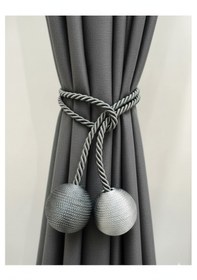 Resim İki Toplu Yan Bağlama Fon Perde Toplama Aparatı Antrasit - Gri 