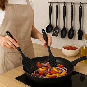 Resim Braventa Collection Suwors 5'li Silikon Mutfak Seti – Kaşık, Kepçe, Spatula, Yağ Fırçası | Renkli Pişirme Seti | Isıya D 