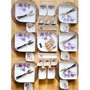 Resim Casa De Bella Mor Çiçek Gold Yaldızlı 47 Parça 6 Kişilik Porselen Kahvaltı Takımı 