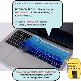 Resim McStorey Laptop Macbook Pro Klavye Kılıf Türkçe Q Baskılı A1534 A1708 ile Uyumlu Ombre 