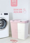 Resim ongu home Ikili Kirli Sepeti Dokunmatik Pembe Çamaşır Sepeti - 80lt 