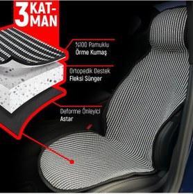Resim Ford Focus 2 Uyumlu Koltuk Kılıfı Minder Çizgili Füme Beyaz 2+1 Ön Arka Set 