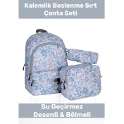 Resim Enenstyle Fermuarlı Geniş 1.kalite Su Geçirmez Desenli Bölmeli Üçlü Okul Kalemlik Beslenme Sırt Çanta Seti 